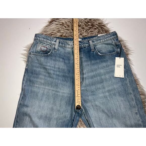 7 for all mankind easy slim blue jeans with heart  embroidered - Picture 6 of 16